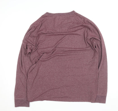 Lee Men’s Red Long Sleeve Crew Neck Cotton Blend Top L