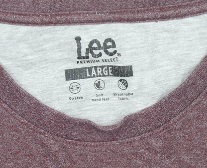 Lee Men’s Red Long Sleeve Crew Neck Cotton Blend Top L