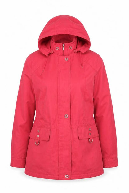 Lakeland Womens Pink Hooded Parka Jacket Size M Cotton Mid-Length