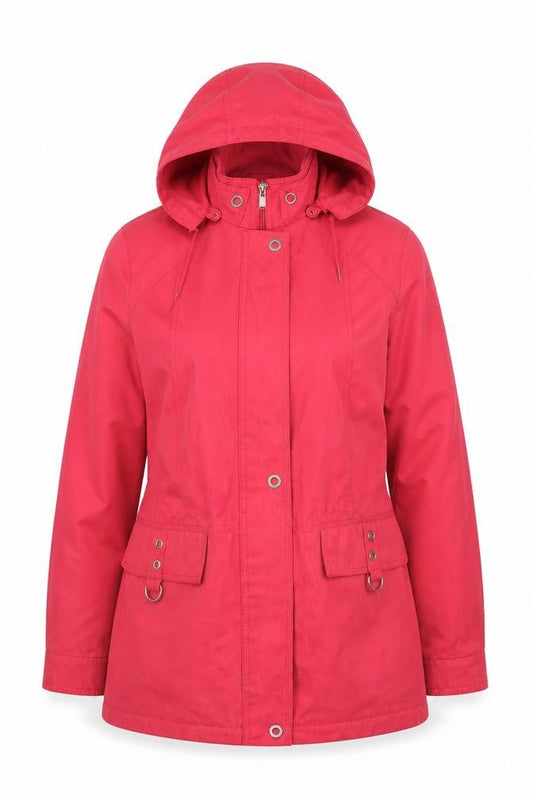 Lakeland Womens Pink Hooded Parka Jacket Size M Cotton Mid-Length