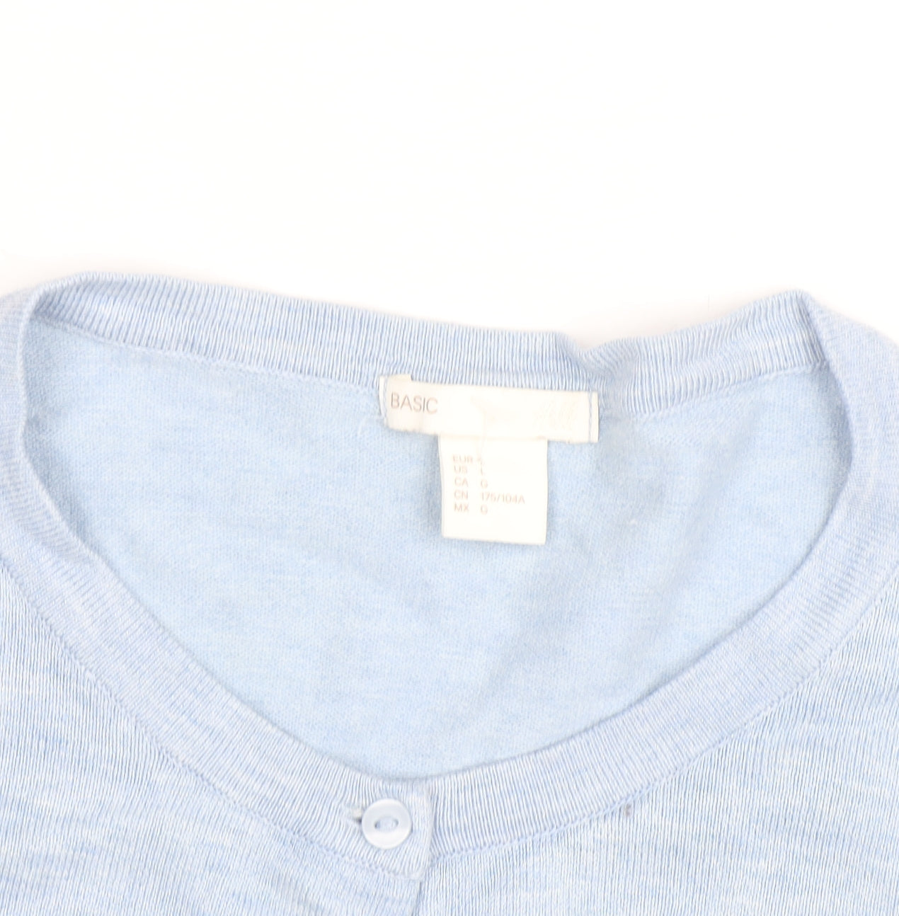 BASIC Women's Blue Cotton Blend Crew Neck Cardigan Size 10