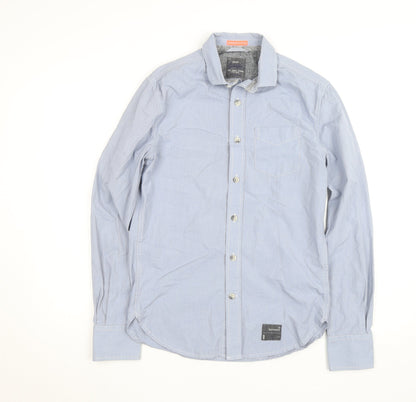 Superdry Men's Blue Cotton Long Sleeve Button-Up Shirt - Size M