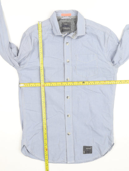 Superdry Men's Blue Cotton Long Sleeve Button-Up Shirt - Size M