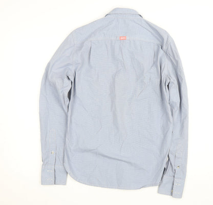 Superdry Men's Blue Cotton Long Sleeve Button-Up Shirt - Size M