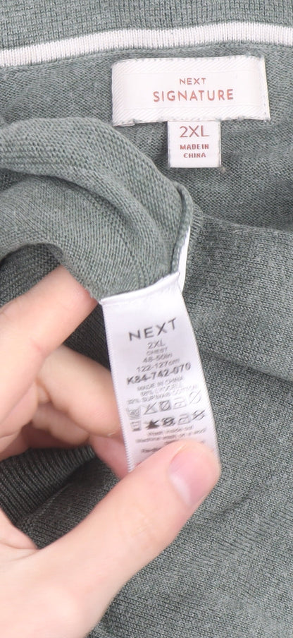 Next Signature Men's Green 2XL Cotton Silk Short Sleeve Polo Shirt