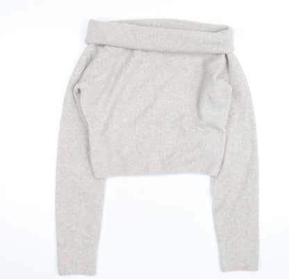 Weekday Women's Beige Wool Blend Cowl Neck Jumper Size M