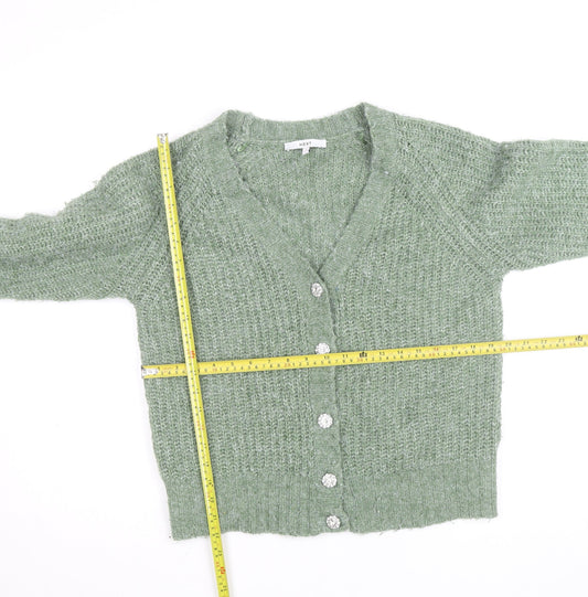 Next Women’s Green Chunky-Knit V-Neck Cardigan Size S