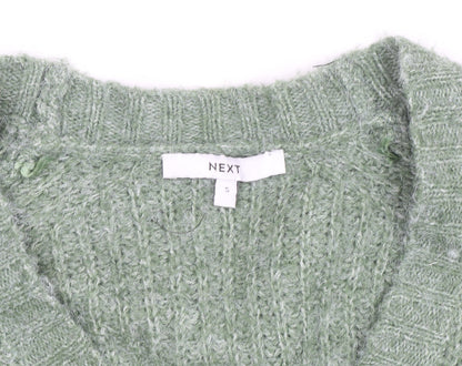 Next Women’s Green Chunky-Knit V-Neck Cardigan Size S