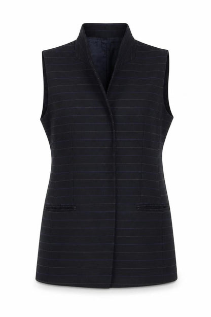 Zara Basic Men's Black Striped Waistcoat M Regular Fit Twill Lined