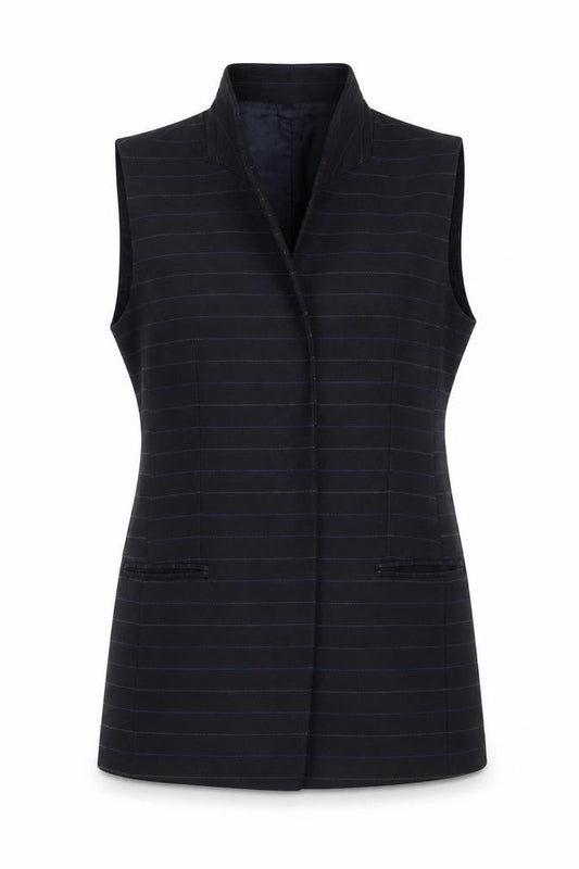 Zara Basic Men's Black Striped Waistcoat M Regular Fit Twill Lined