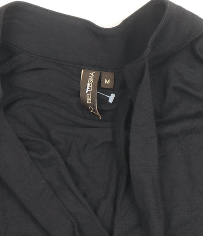 Bellissima Womens Black Long Sleeve Wrap V-Neck Blouse M