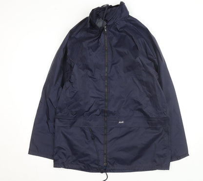 Walk About Men's Blue Waterproof Hooded Rain Coat Jacket Size M