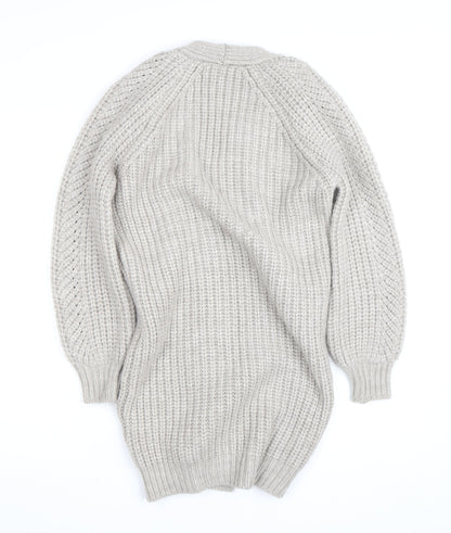 Sosandar Womens Beige Chunky Knit Long Cardigan Size S V-Neck