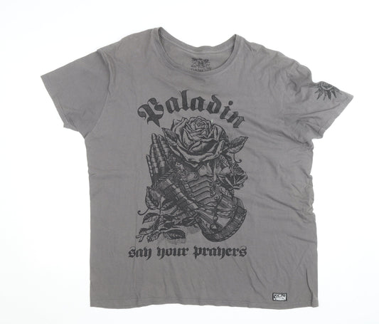 Gametee Men's Grey Paladin Graphic Cotton T-Shirt Size XL