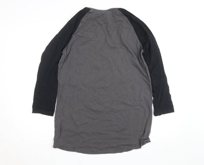 Paragon Men Grey Owl Graphic Long Sleeve Cotton T-Shirt XL