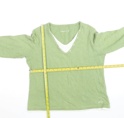 Dash Women's Green 3/4 Sleeve V-Neck Stretch Cotton T-Shirt Size 14