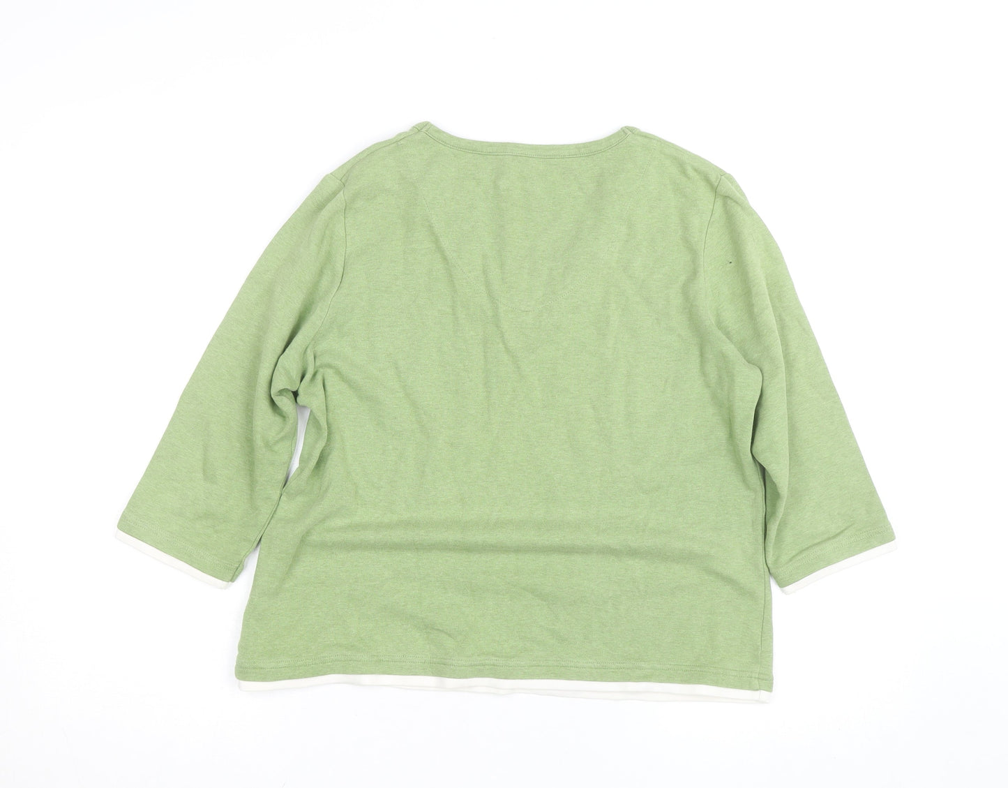 Dash Women's Green 3/4 Sleeve V-Neck Stretch Cotton T-Shirt Size 14