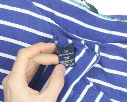 Crew Clothing Company Womens Blue Striped 3/4 Sleeve Cotton Top Size 14