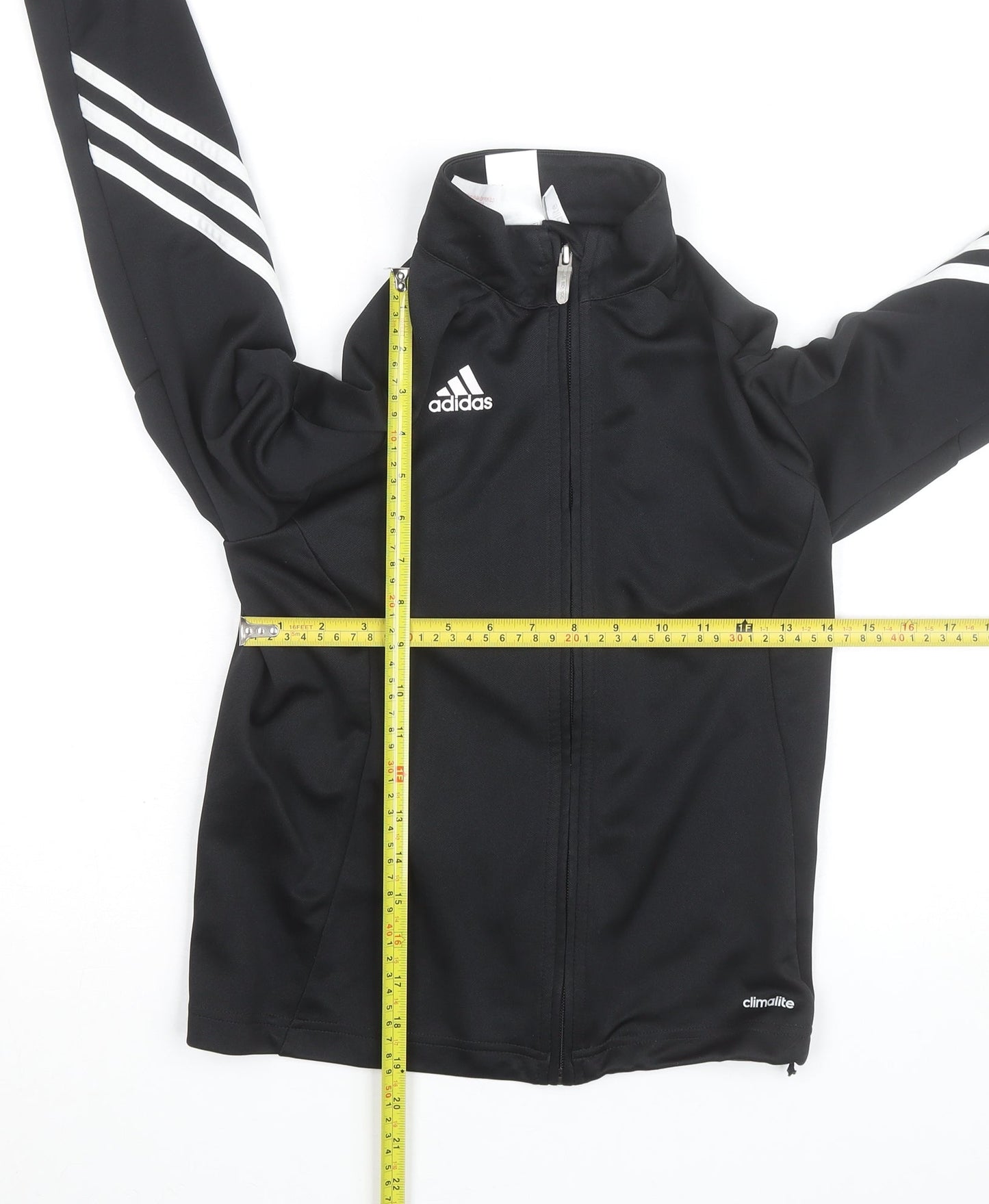 Adidas Boys Black 9-10 Years Track Jacket Climalite Full Zip Sports Top