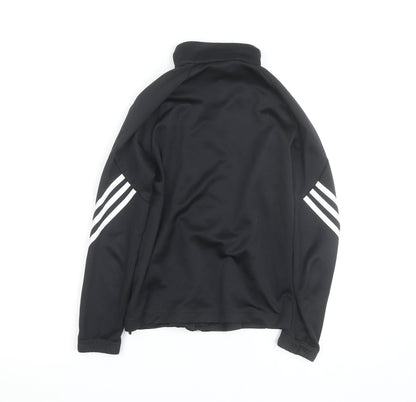Adidas Boys Black 9-10 Years Track Jacket Climalite Full Zip Sports Top