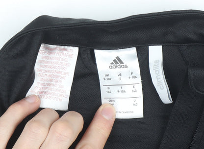 Adidas Boys Black 9-10 Years Track Jacket Climalite Full Zip Sports Top
