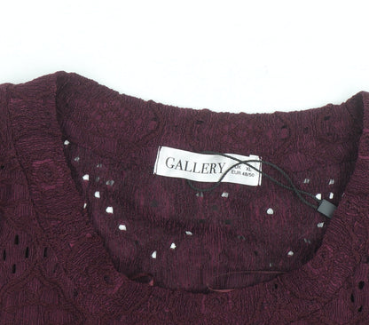 Gallery Womens Purple Lace Long Sleeve Tunic Blouse Size XL