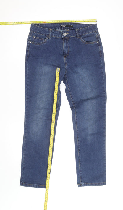 George Women Blue Straight Regular Fit Mid Rise Stretch Jeans Size 12