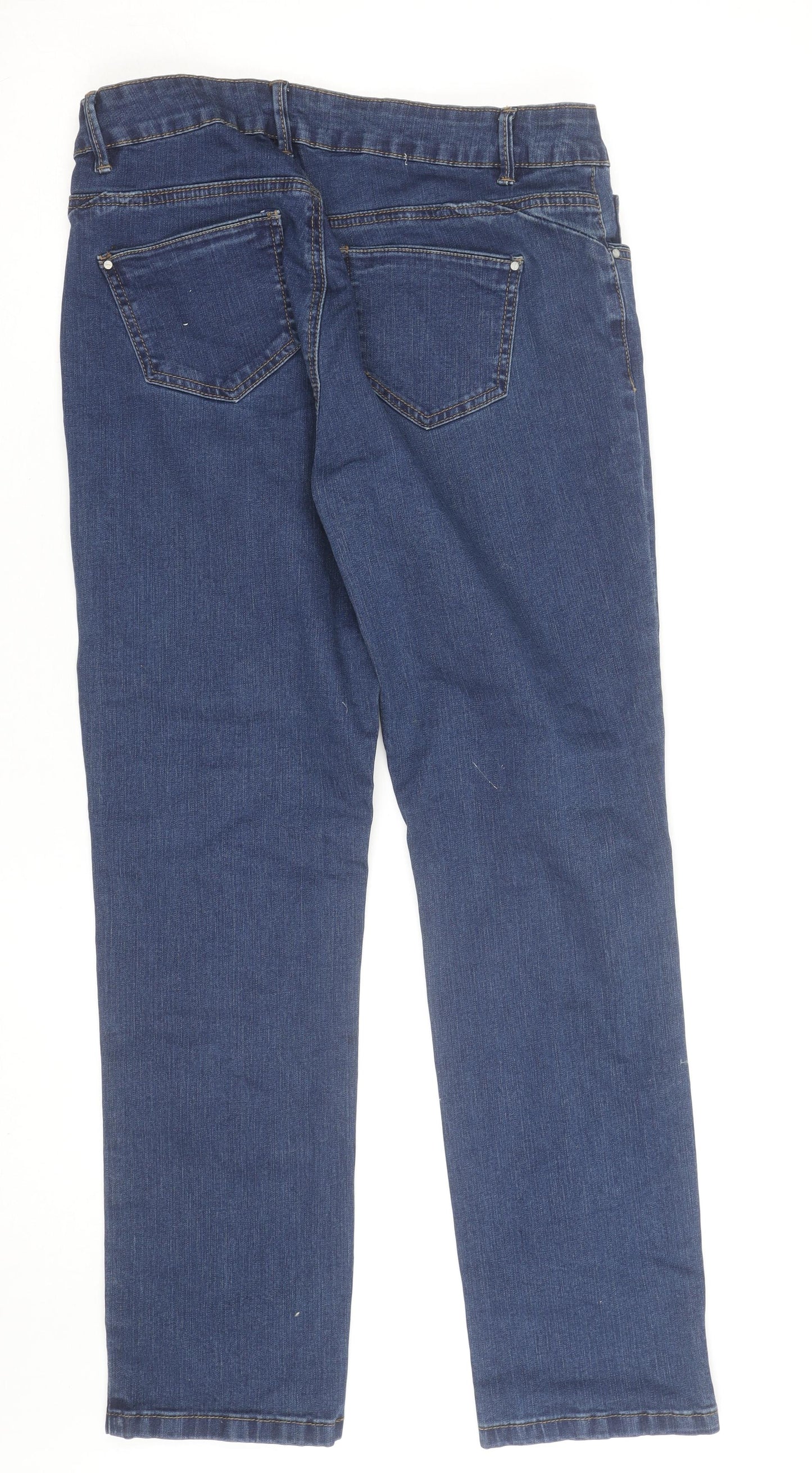 George Women Blue Straight Regular Fit Mid Rise Stretch Jeans Size 12