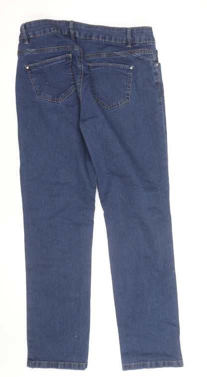 George Women Blue Straight Regular Fit Mid Rise Stretch Jeans Size 12