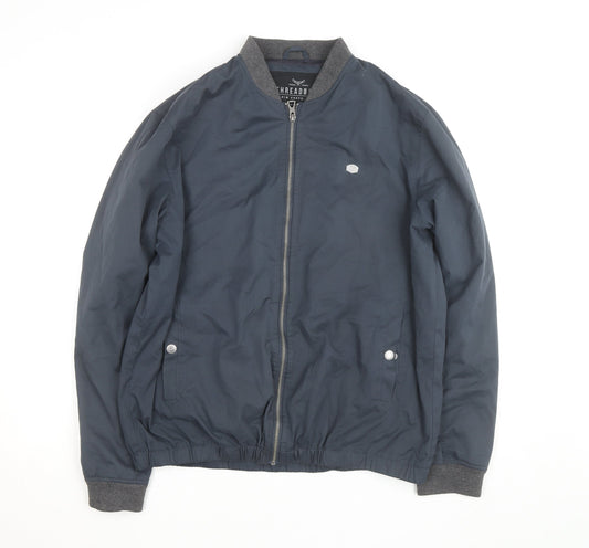 Threadbare Men's Blue XL Bomber Jacket Polyester Cotton Zip
