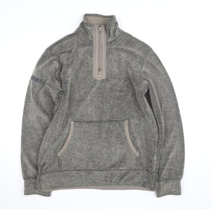 Next Men's Grey Fleece 1/4 Zip Active Jacket Size M Regular Fit