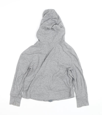 Nike Girls Grey Full Zip Hoodie XS Cotton Lightweight Sweatshirt