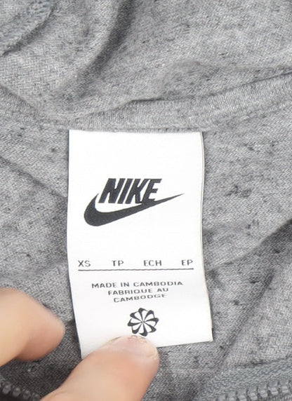 Nike Girls Grey Full Zip Hoodie XS Cotton Lightweight Sweatshirt