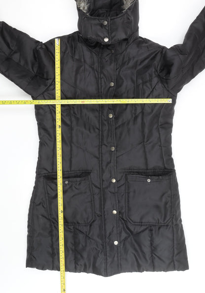 Esmara Women's Black Long Puffer Coat Hooded Size 12