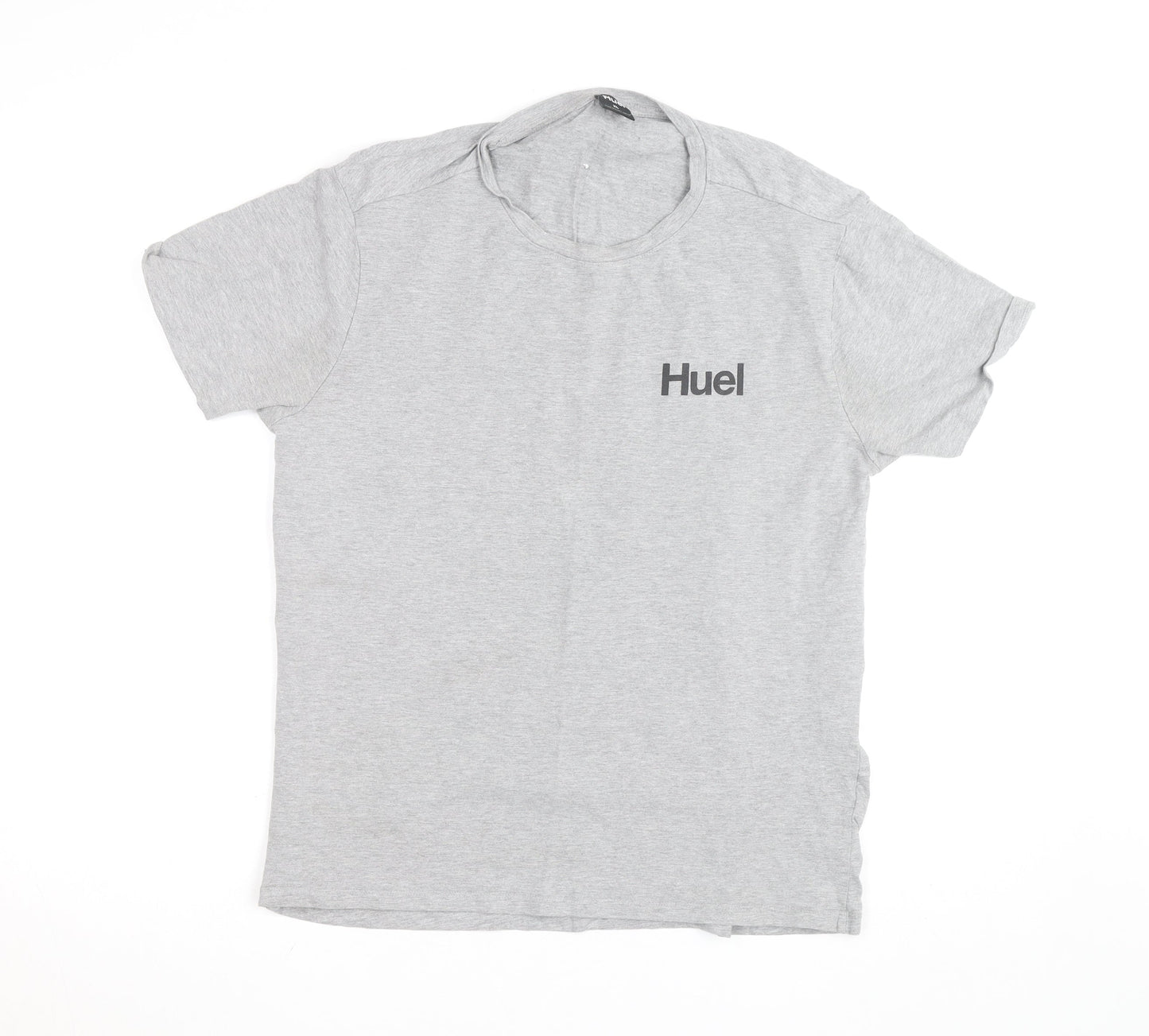 Huel Mens Grey XL Crew Neck Short Sleeve Cotton T-Shirt