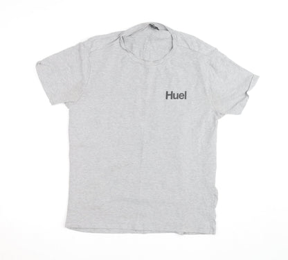 Huel Mens Grey XL Crew Neck Short Sleeve Cotton T-Shirt