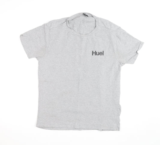 Huel Mens Grey XL Crew Neck Short Sleeve Cotton T-Shirt
