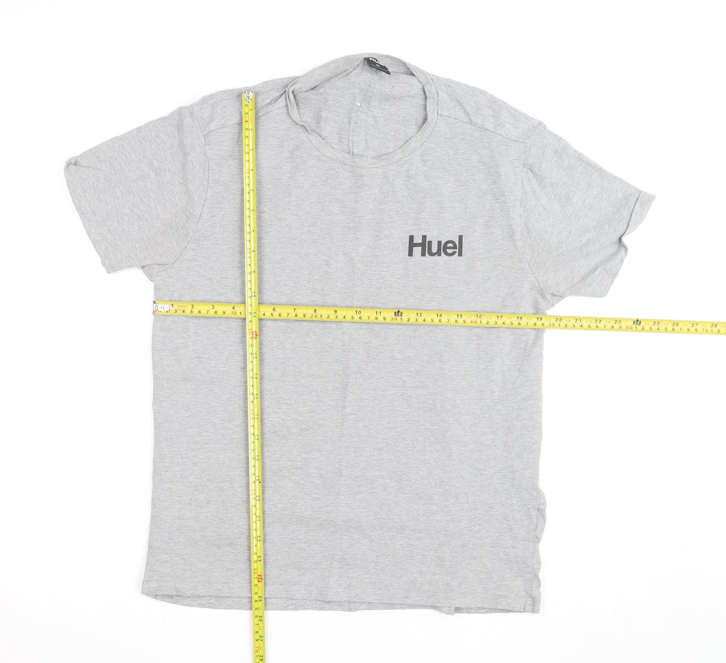 Huel Mens Grey XL Crew Neck Short Sleeve Cotton T-Shirt
