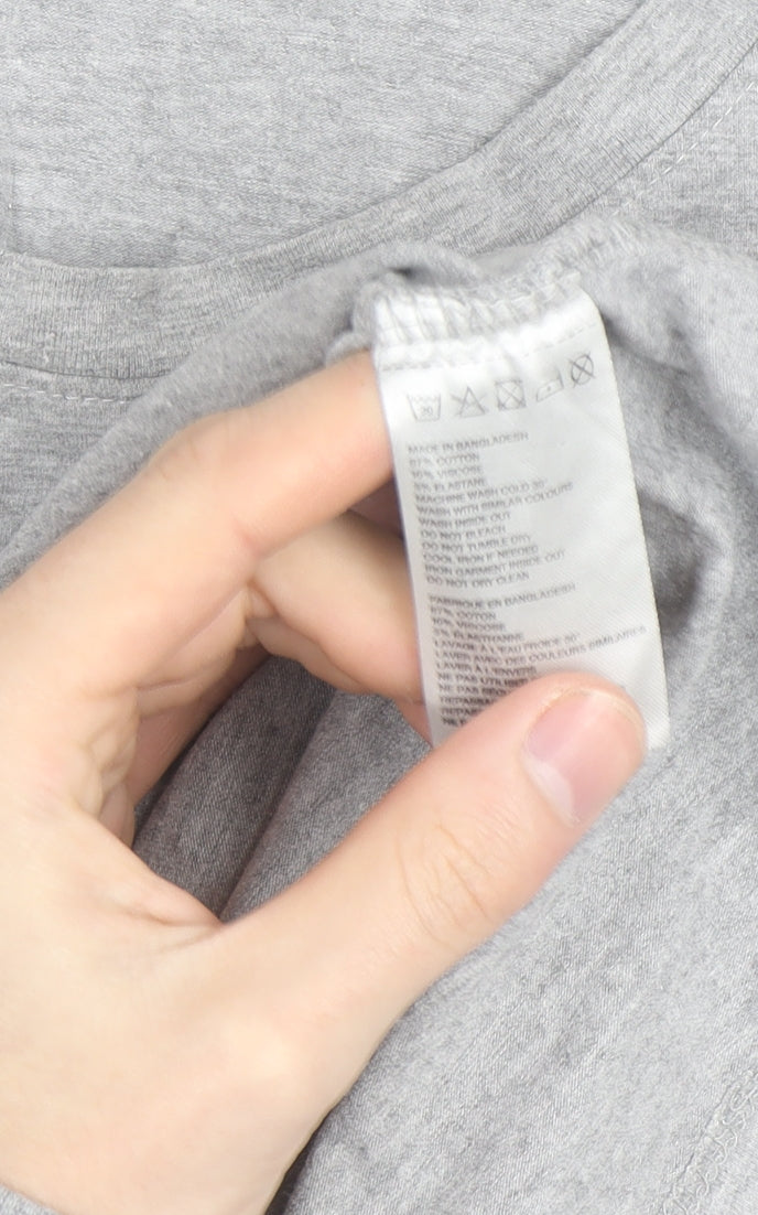 Huel Mens Grey XL Crew Neck Short Sleeve Cotton T-Shirt
