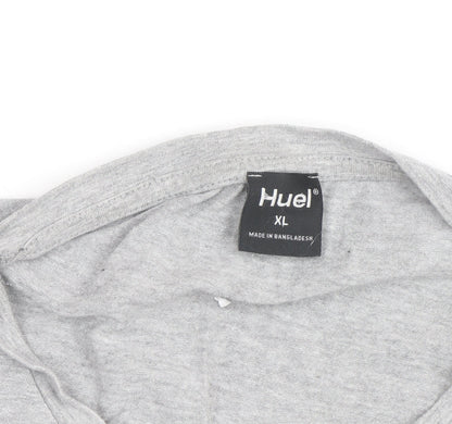 Huel Mens Grey XL Crew Neck Short Sleeve Cotton T-Shirt