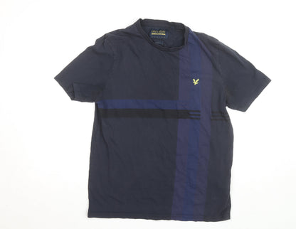 Lyle & Scott Men's Blue Relaxed Fit Colourblock T-Shirt Size L