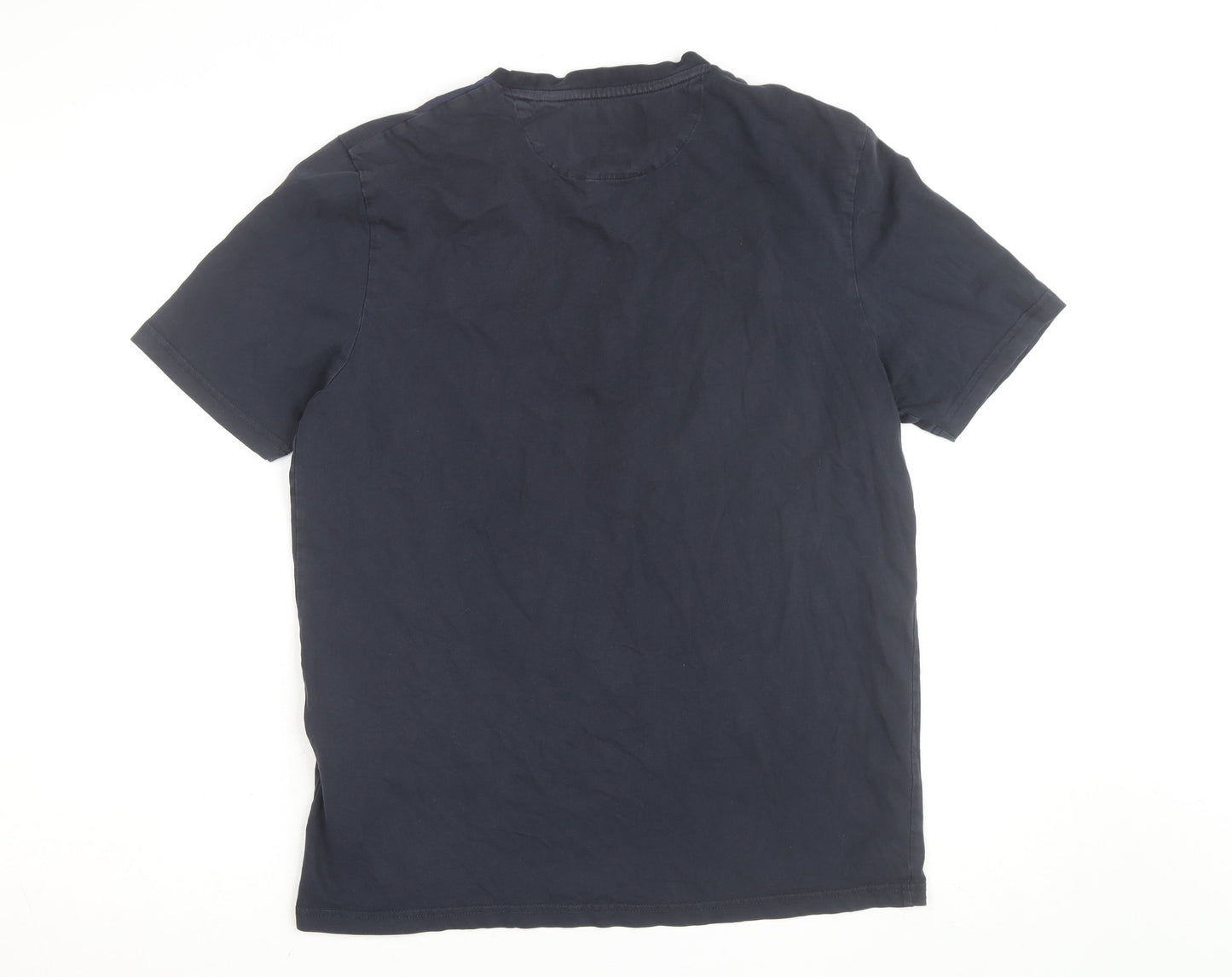 Lyle & Scott Men's Blue Relaxed Fit Colourblock T-Shirt Size L