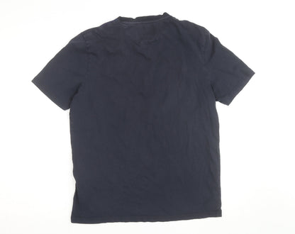 Lyle & Scott Men's Blue Relaxed Fit Colourblock T-Shirt Size L