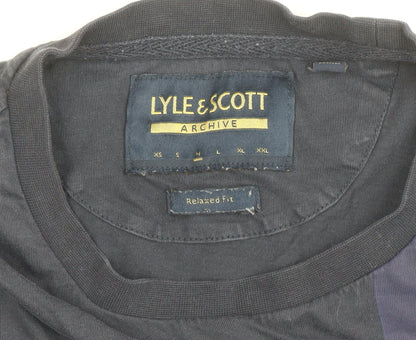 Lyle & Scott Men's Blue Relaxed Fit Colourblock T-Shirt Size L