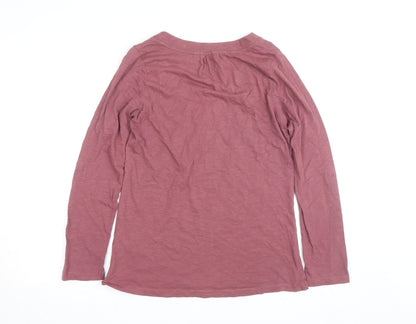 FatFace Women Pink Long Sleeve Basic Cotton T-Shirt Size 10