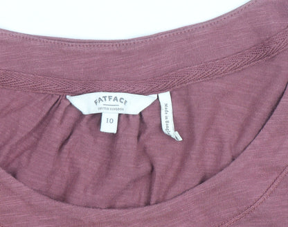 FatFace Women Pink Long Sleeve Basic Cotton T-Shirt Size 10