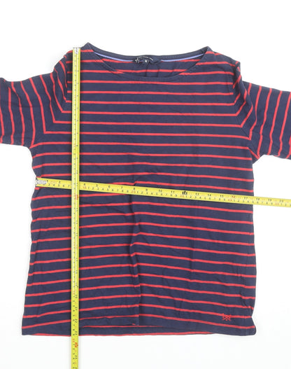 Crew Clothing Women’s Navy Red Striped 3/4 Sleeve Cotton T-Shirt Size 14