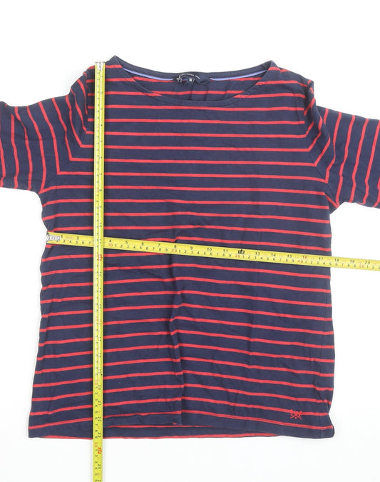Crew Clothing Women’s Navy Red Striped 3/4 Sleeve Cotton T-Shirt Size 14