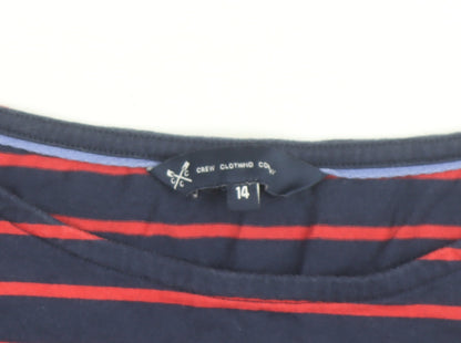 Crew Clothing Women’s Navy Red Striped 3/4 Sleeve Cotton T-Shirt Size 14