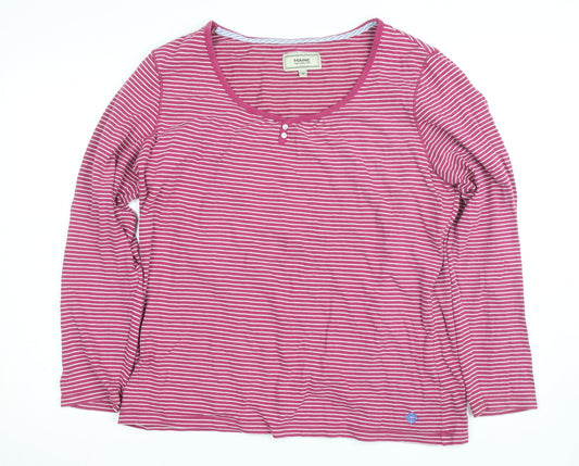 Maine New England Women’s Pink Striped Long Sleeve Cotton T-Shirt UK 18